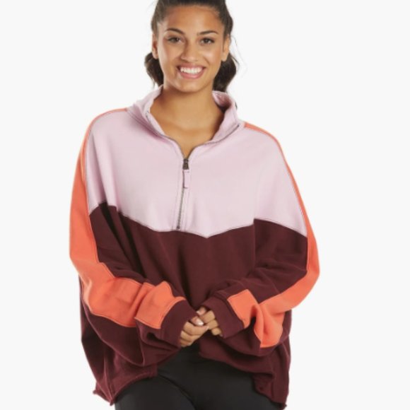 NWT Free People Split Second 1/2 Zip Colorblock Pullover Sweatshirt Size Medium - Picture 3 of 12